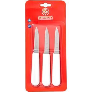 Mundial Set of 3 Chefs Paring Knife High Carbon Steel Set, 3-1/4-Inch , White